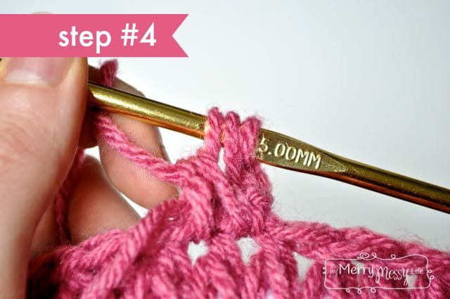 Crochet Stitch Tutorial - Forked Half Double Crochet - Step #4