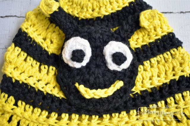How to Crochet a Bumblebee Face Appliqué - Free Crochet Pattern