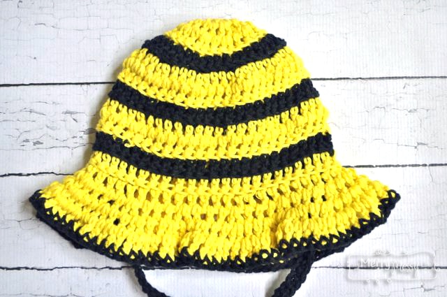 Back of Crochet Bumblebee Hat 