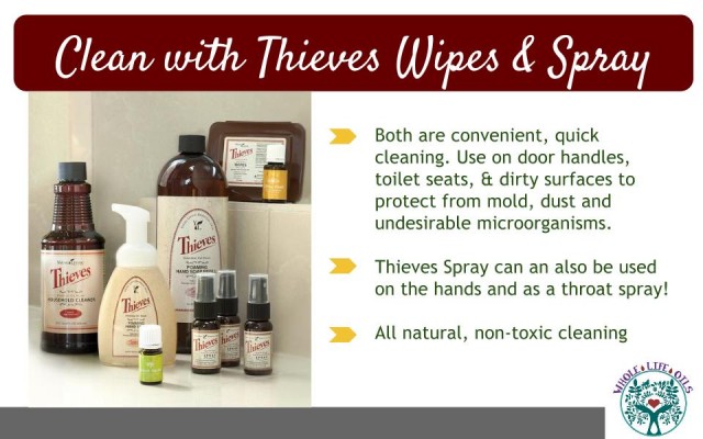 Powerful non-toxic cleaning with Thieves Wipes and Spray