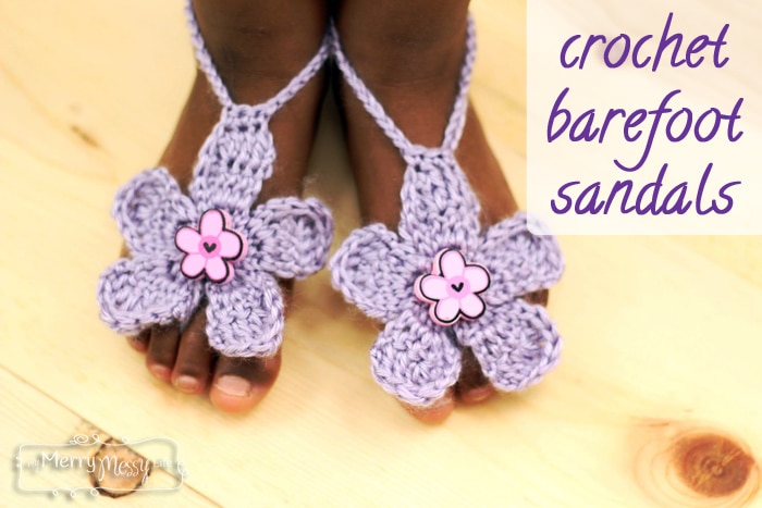 Free Crochet Barefoot Flower Sandals Pattern My Merry Messy Life