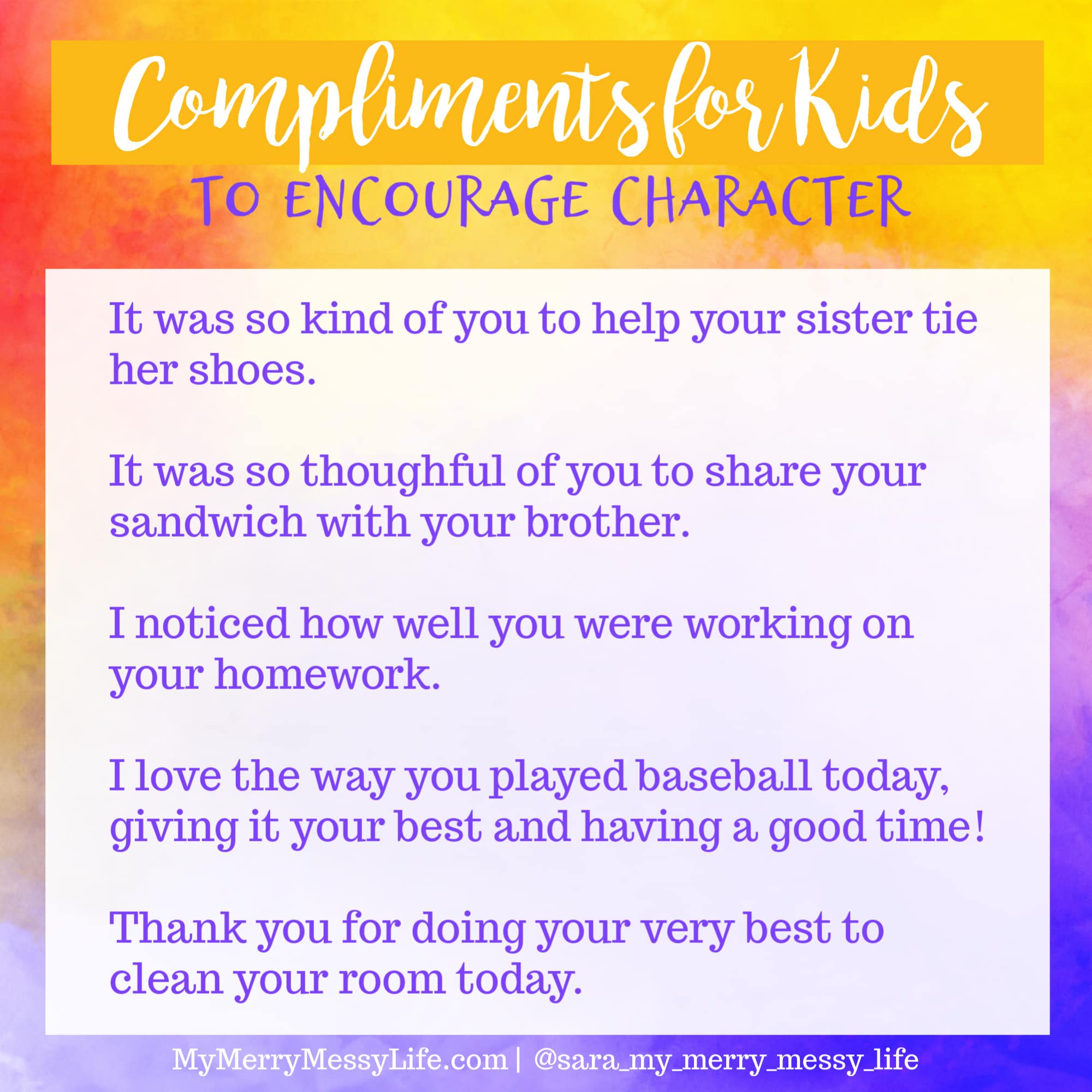 25 Compliments for Kids to Encourage Character - to praise Process over Results