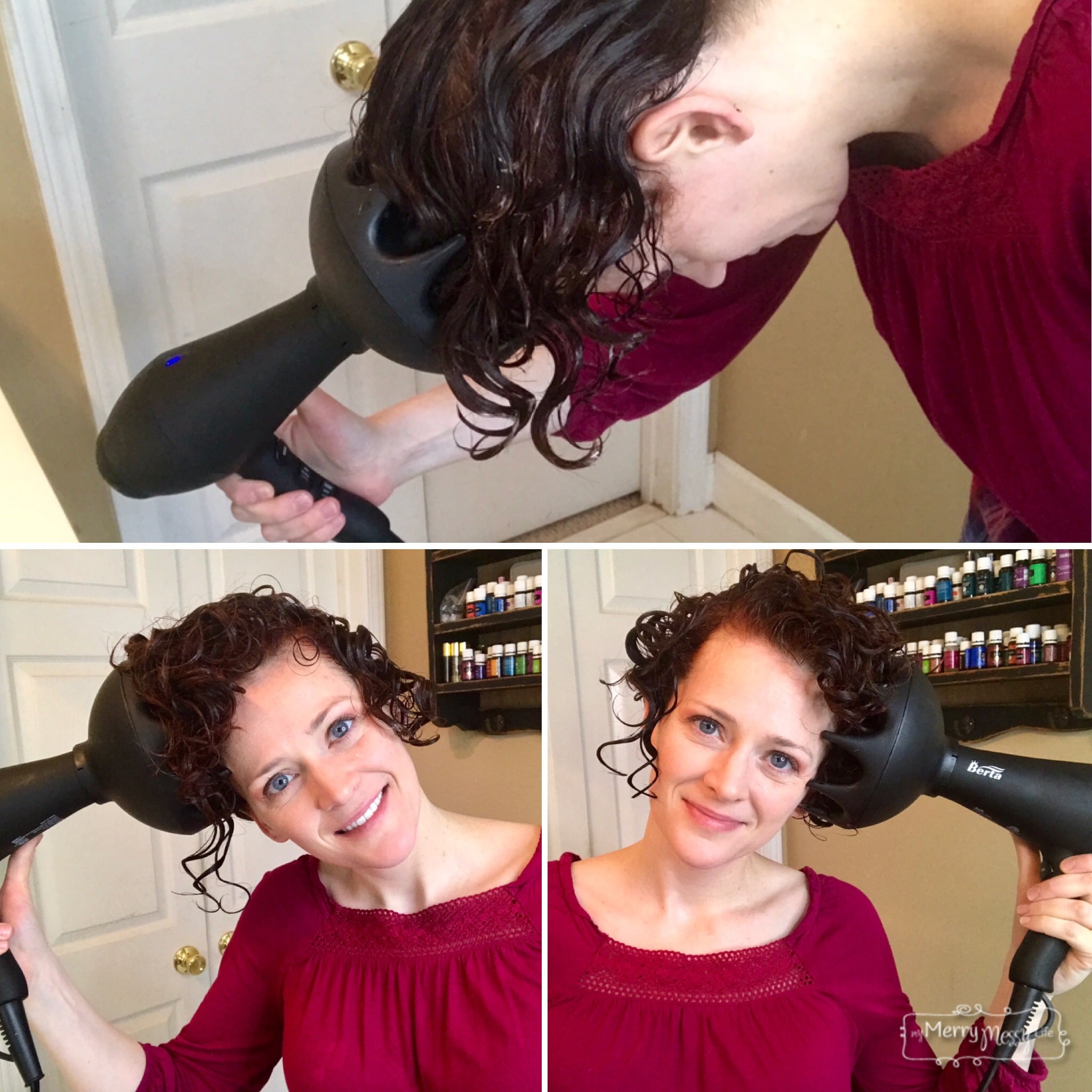 To get big volume for curly hair, try diffusing upside down and/or side to side.