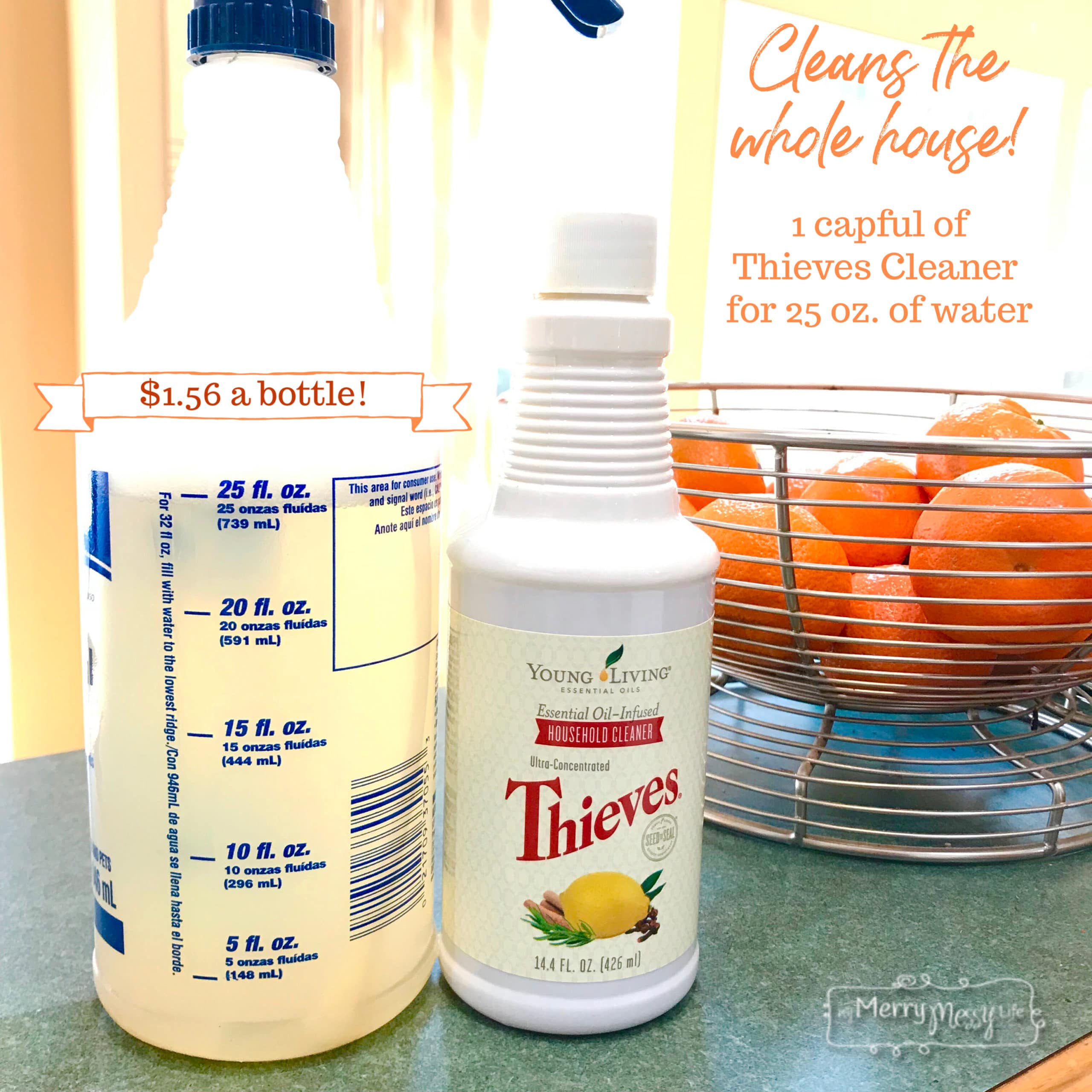 You can clean your WHOLE house naturally and safely for just $1.56 a bottle using Thieves Household Cleaner!