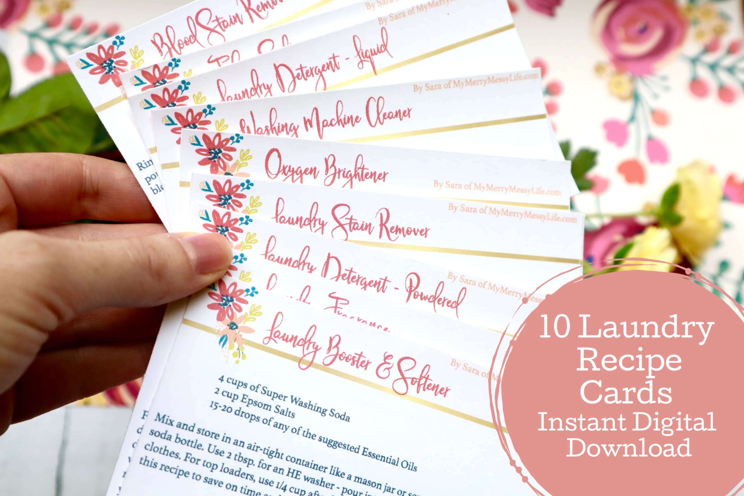 15 Printable Laundry Recipe Cards for a Natural, Nontoxic Laundry Room Routine
