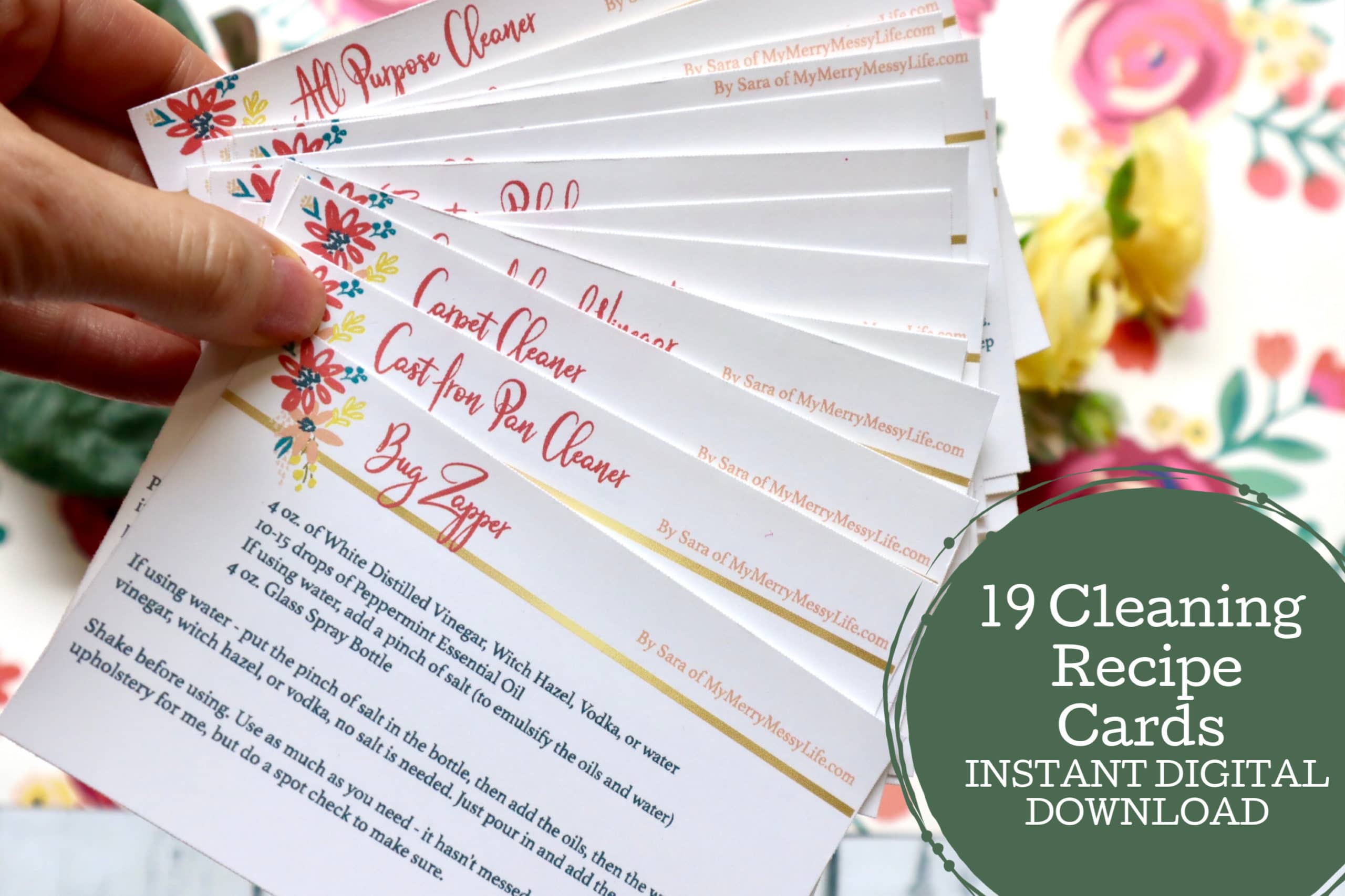 20 Natural Cleaning Recipe Cards - Printable Set to Help Keep You Organized