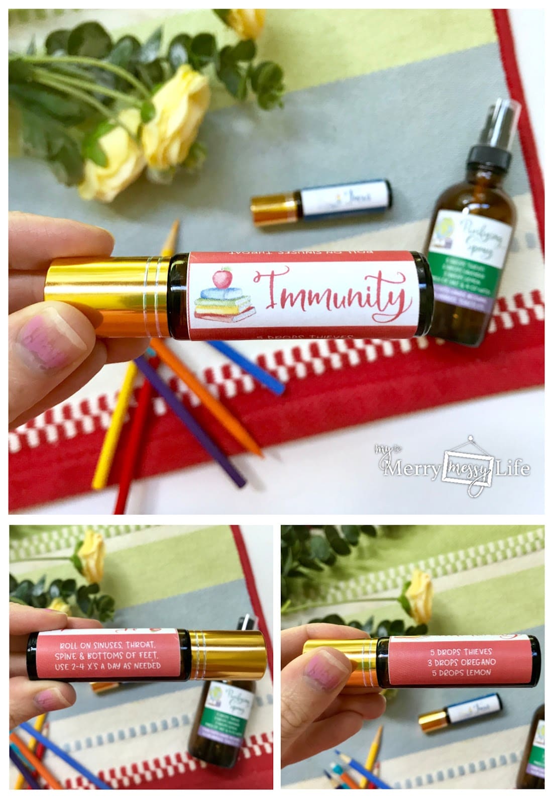 Back to school immunity roller recipe and label