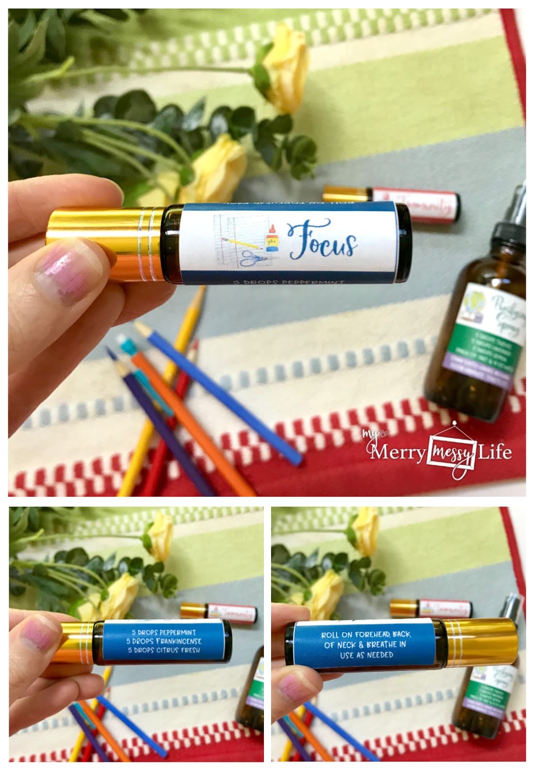 Focus Roller Bottle Essential Oil Recipe and Label for Back to School
