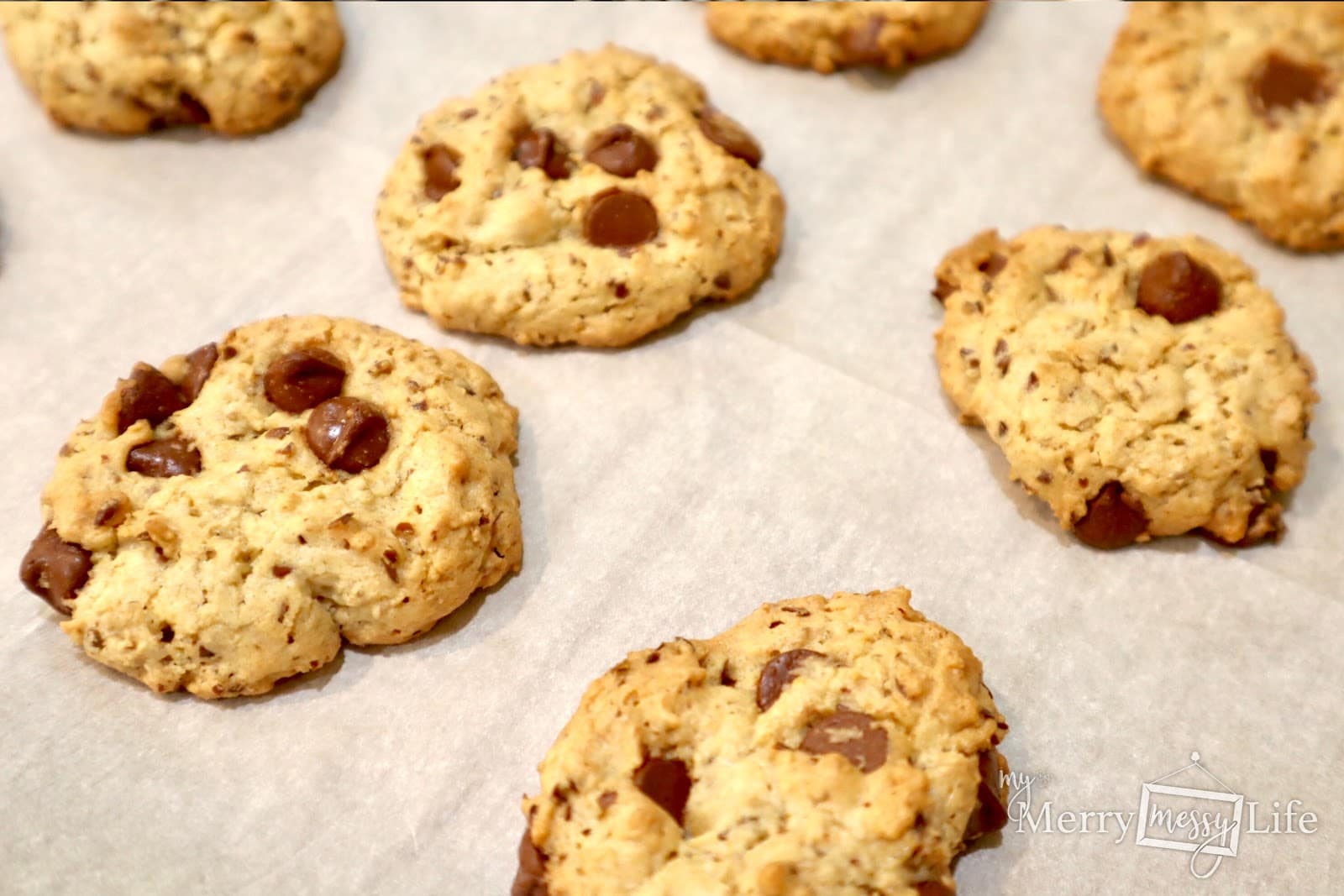 Flax Oatmeal Chocolate Chip Cookies baked