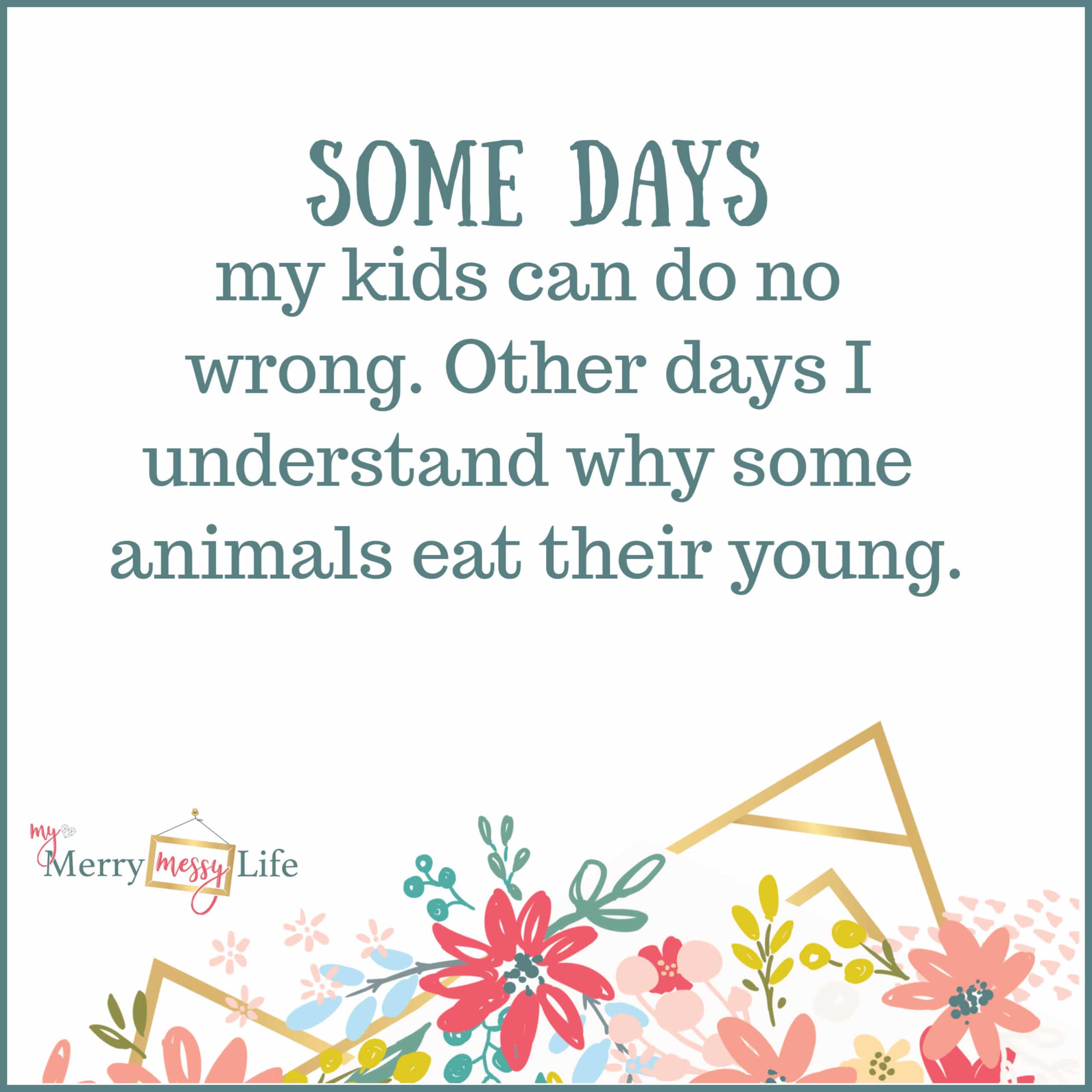 Some days my kids can do no wrong. Other days I understand why some animals eat their young. Funny Mom Memes