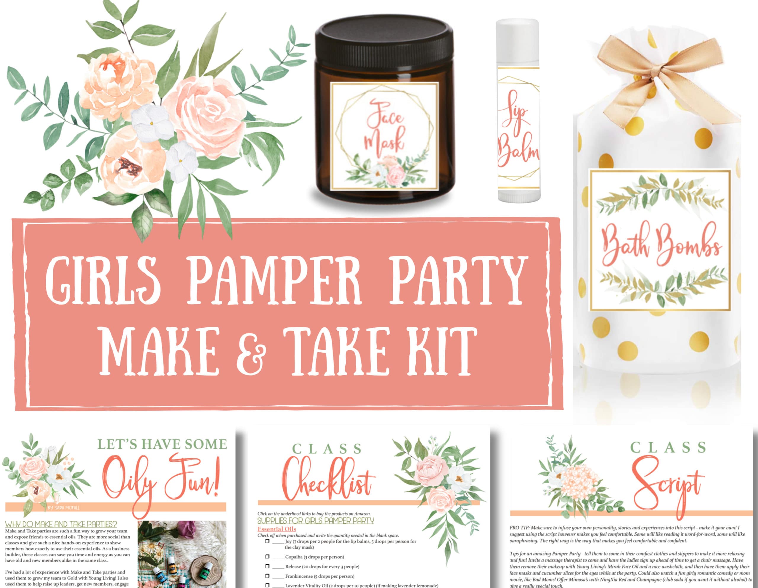 Girls Pamper Party Make and Take Class Kit for Young Living Essential Oils Distributors