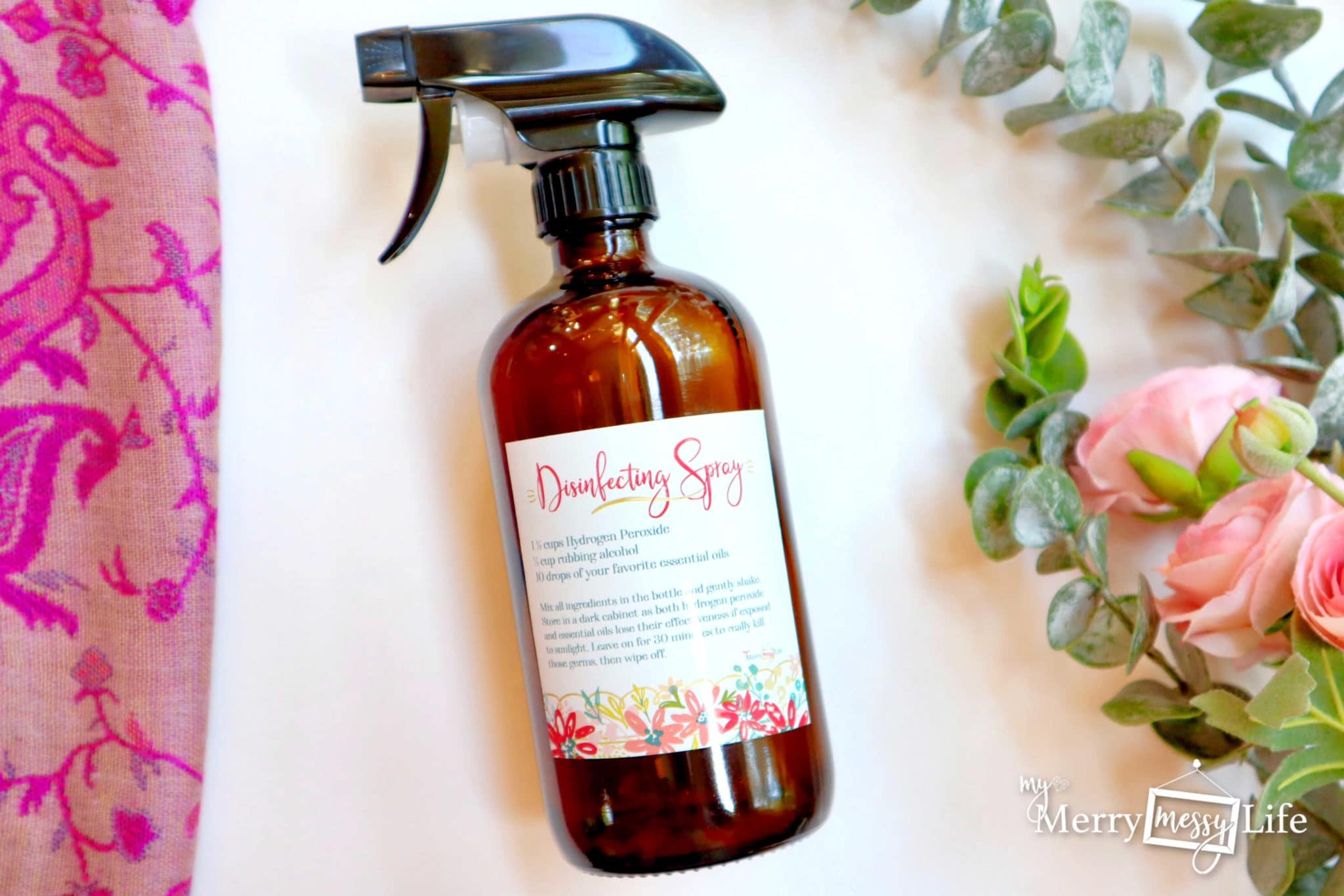 All Natural DIY Disinfecting Spray Recipe using Vinegar, Hydrogen Peroxide and Essential Oils