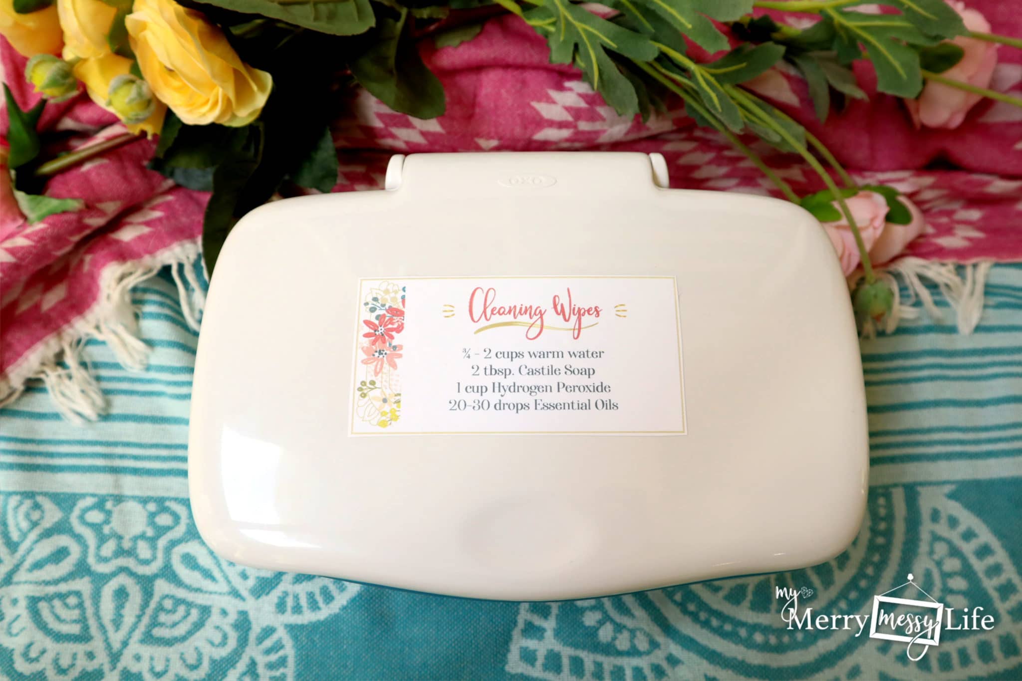 DIY Natural Reusable Cleaning Wipes Recipe with Castile Soap, Hydrogen Peroxide and Essential Oils