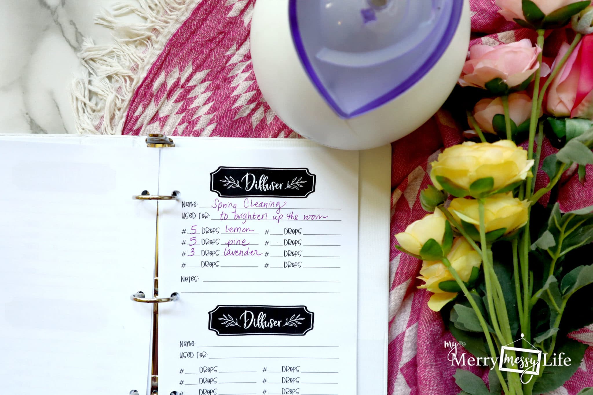 Essential Oils Journal - keep track of your diffuser recipes easily