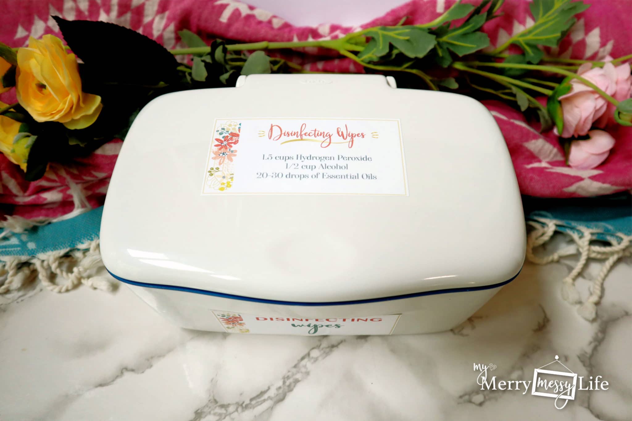 DIY Natural Disinfecting Wipes with printable recipe label