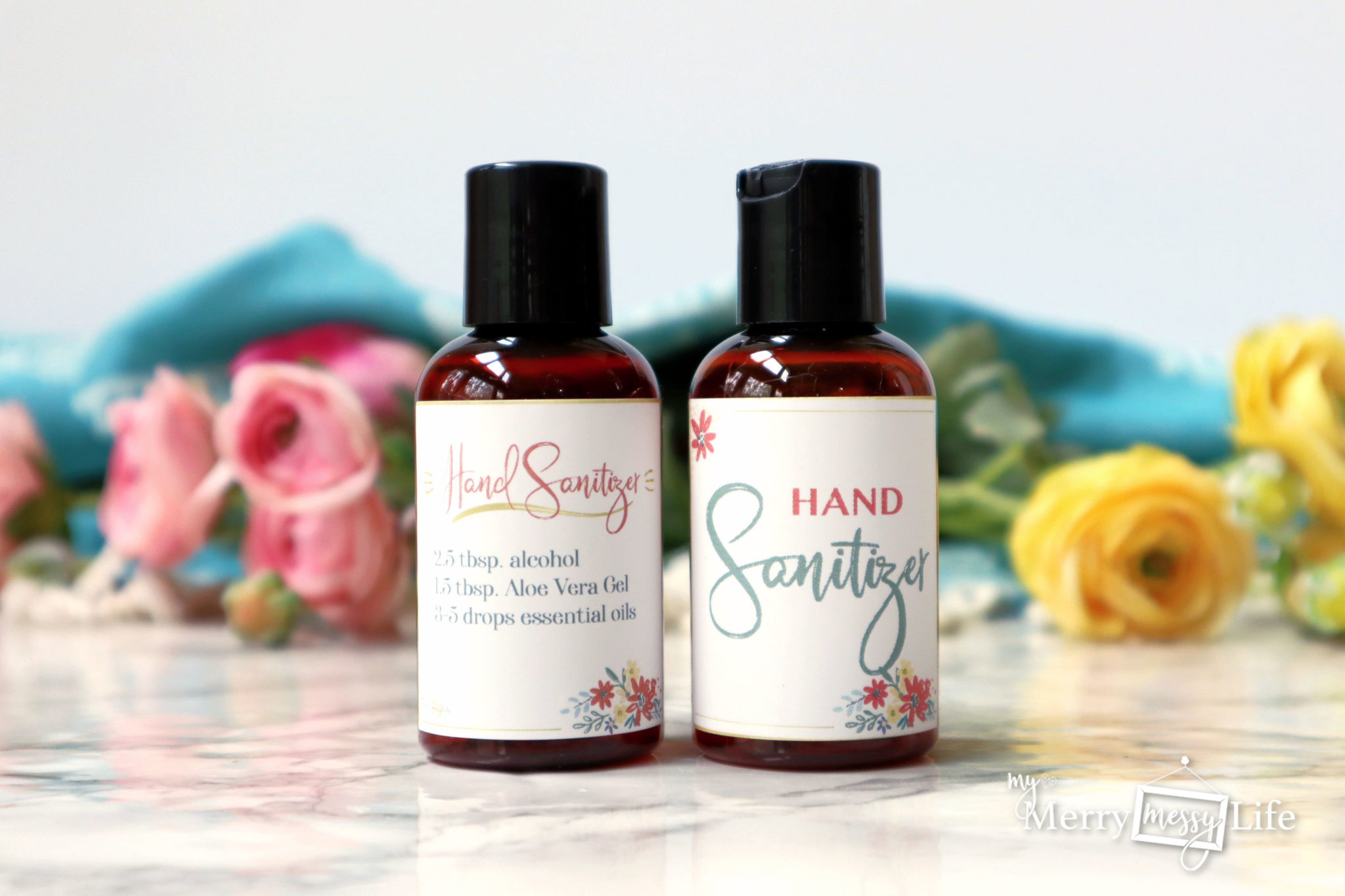 DIY Natural Hand Sanitizer Recipe - CDC approved with an alcohol base, essential oils and aloe vera