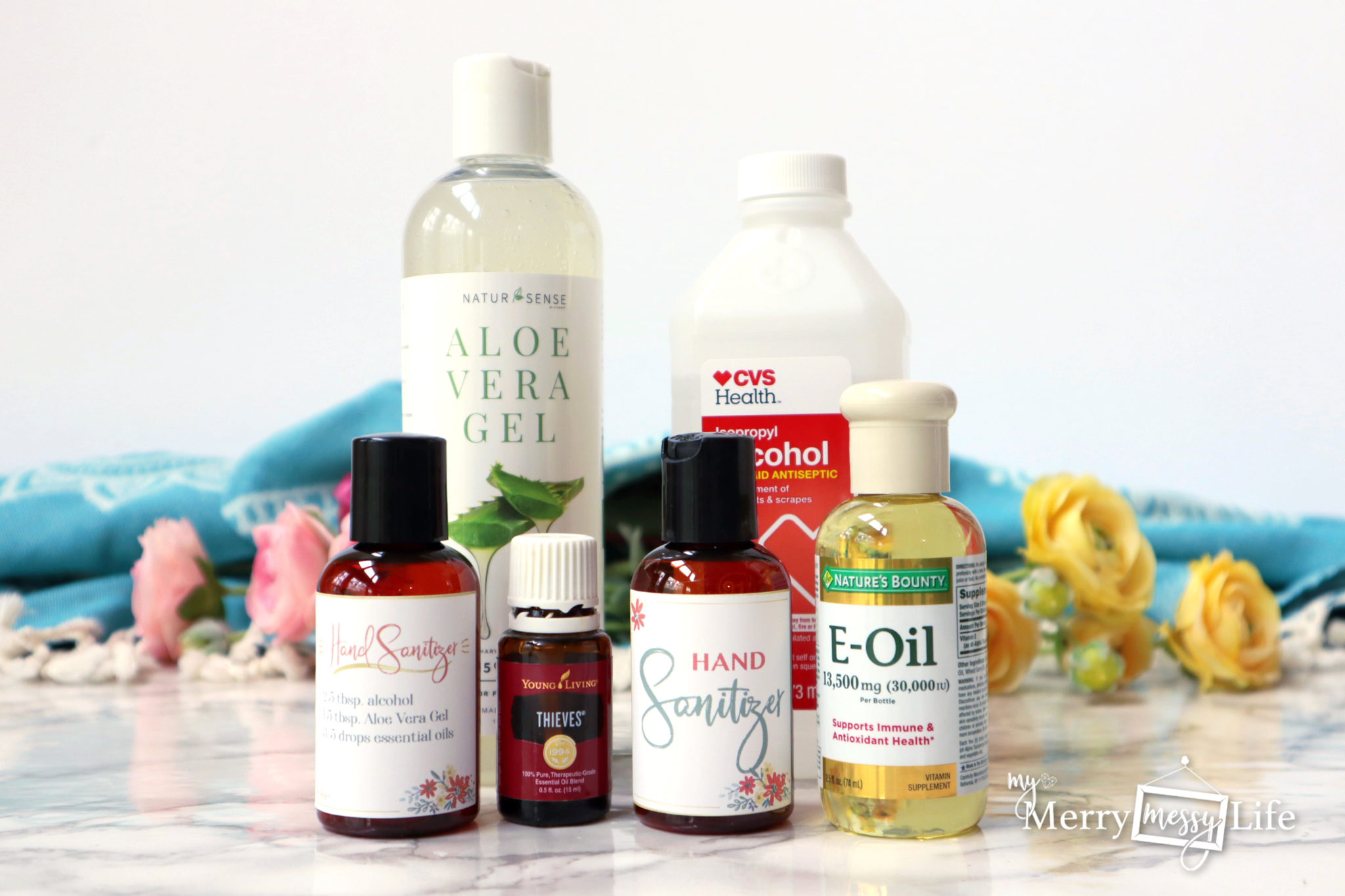 DIY Natural Hand Sanitizer Recipe - CDC approved with an alcohol base, essential oils and aloe vera