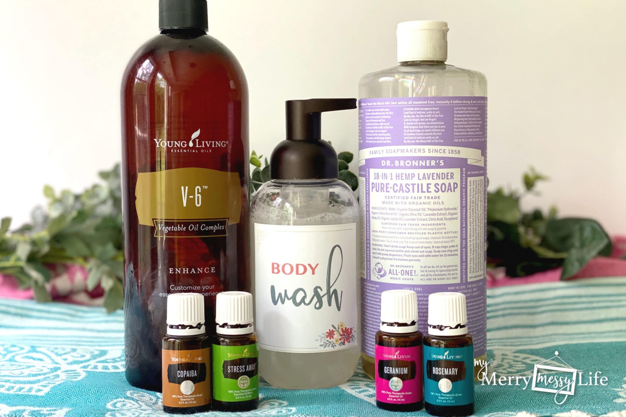 DIY Natural Foaming Body Wash Ingredients - Oil, Castile Soap, and Essential Oils