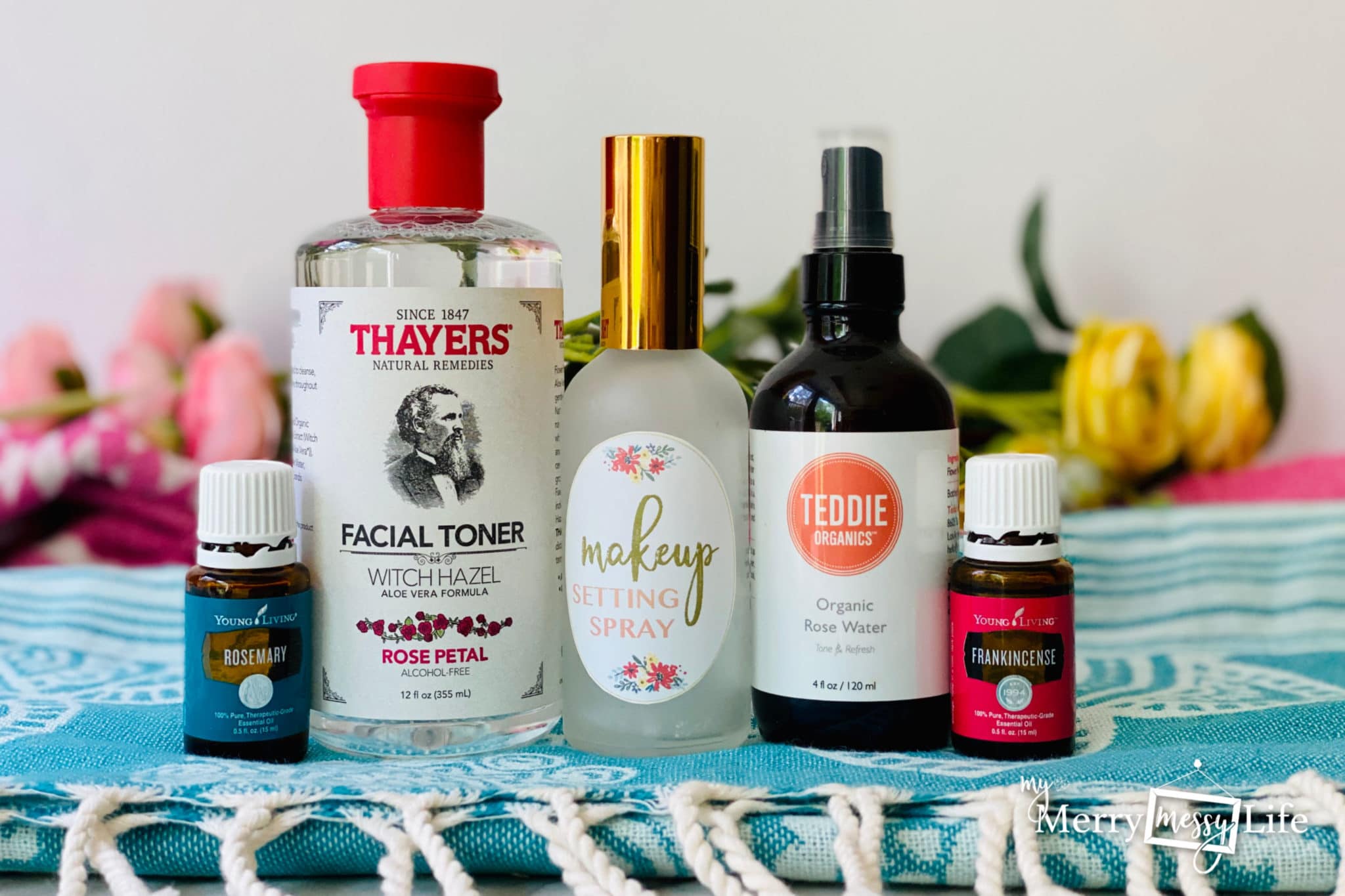 DIY Natural Makeup Setting Spray with Witch Hazel, Rose Water and Essential Oils