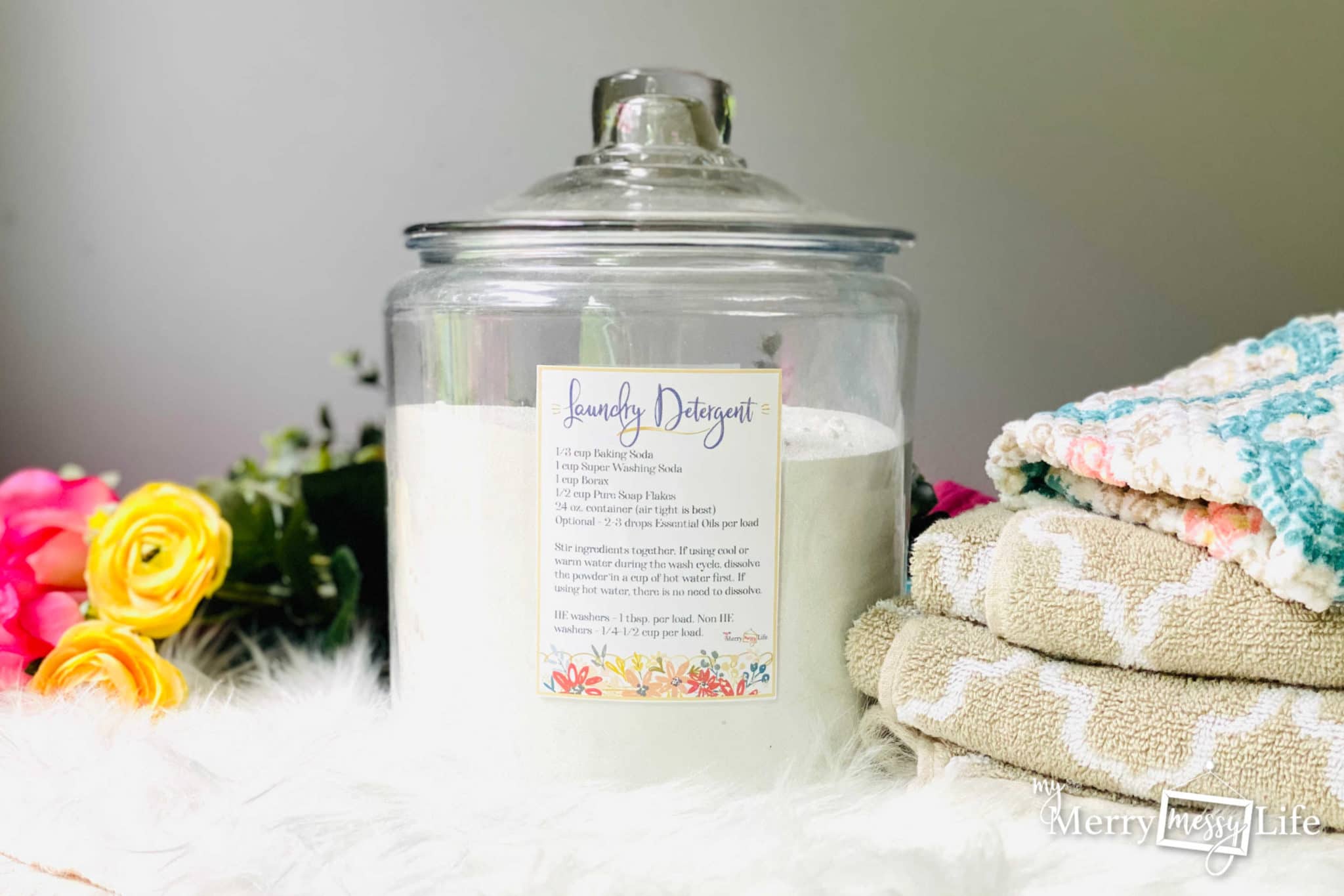 DIY Natural Laundry Detergent Recipe with a Printable Recipe Label
