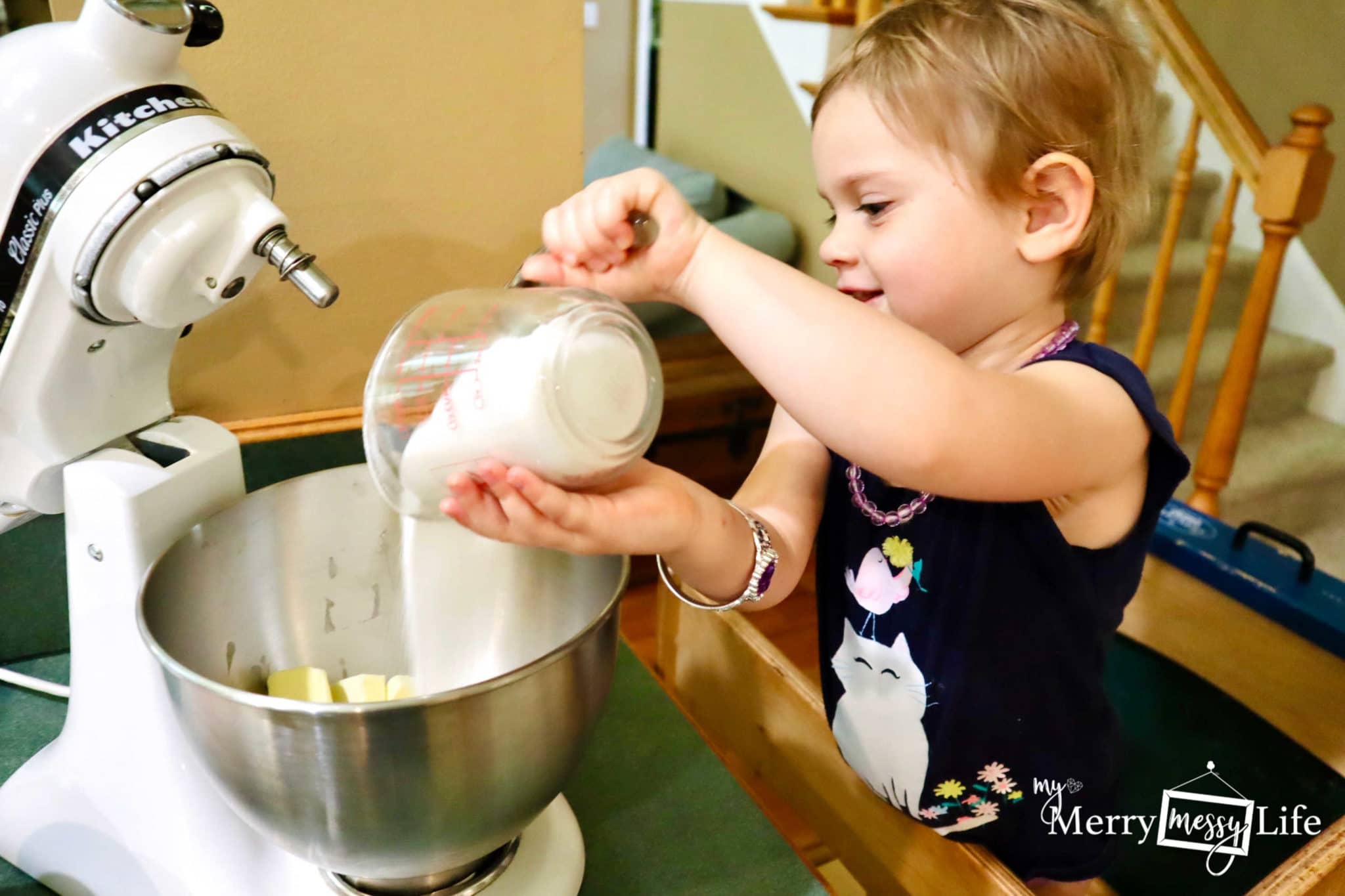 Kids in the Kitchen - Ella helping me make a cake