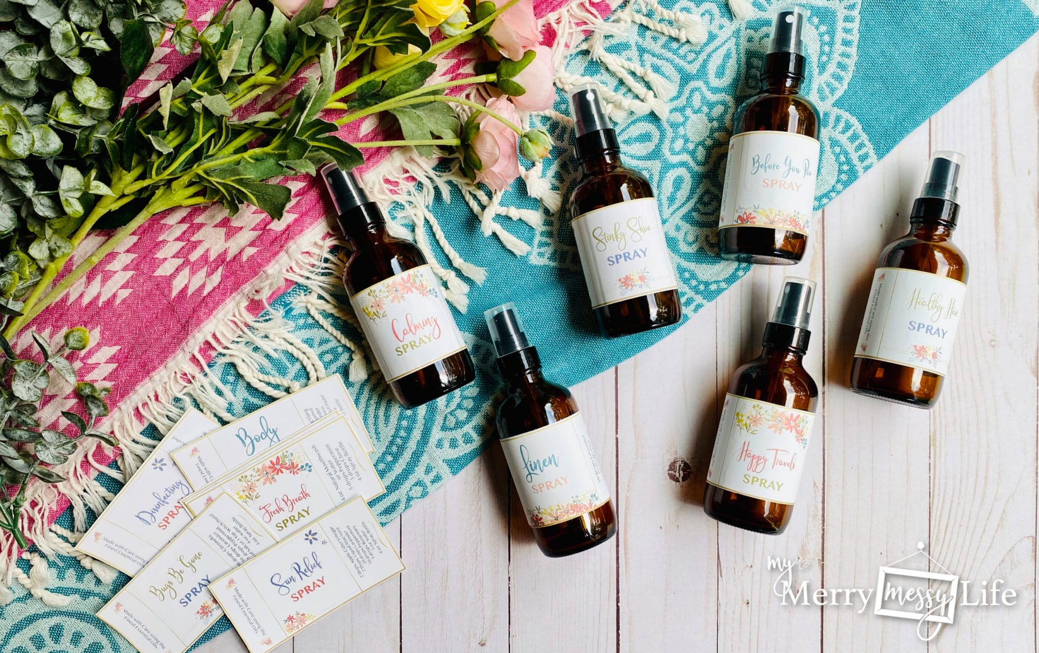 12 Essential Oil Spray Bottle Recipes and Printable Recipe Labels