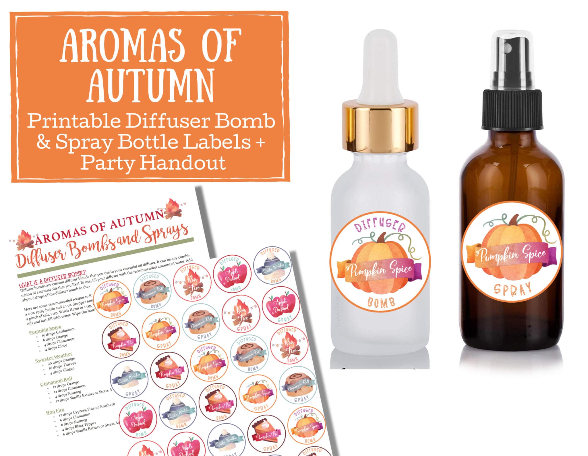 Aromas of Autumn - printable Fall Diffuser Bomb and Spray Bottle Labels on Etsy