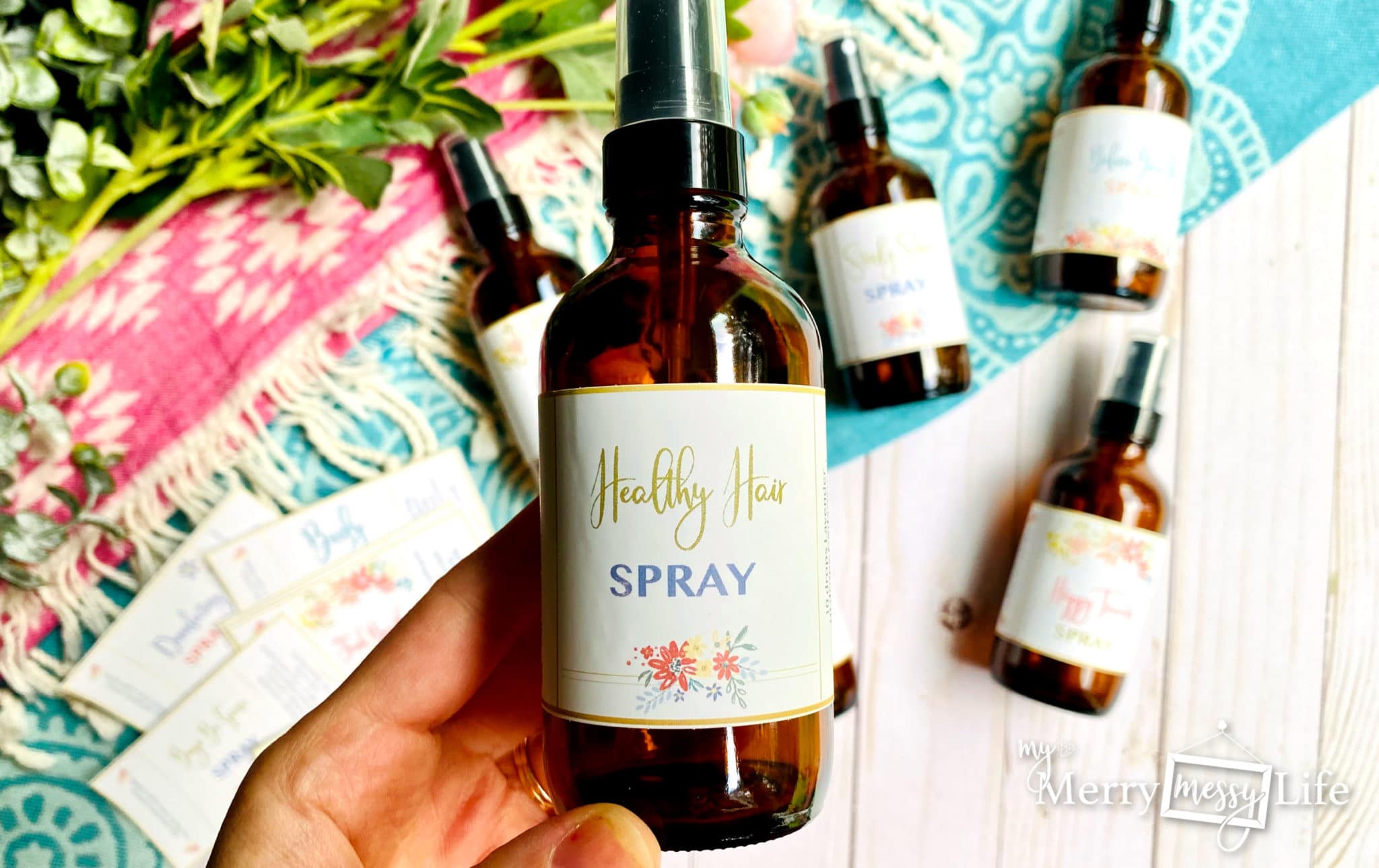 Essential Oil Spray Bottle Recipes - Healthy Hair Spray recipe to keep the lice away and to have a healthy scalp 