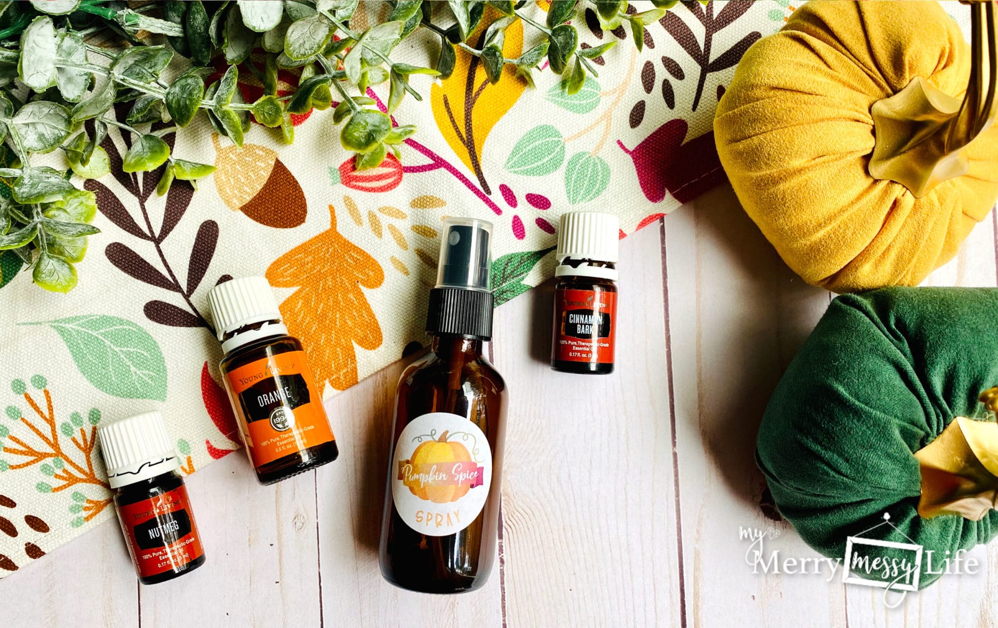 Natural Pumpkin Spice Spray Bottle Recipe with Nutmeg, Orange, Cinnamon and Clove Essential Oils