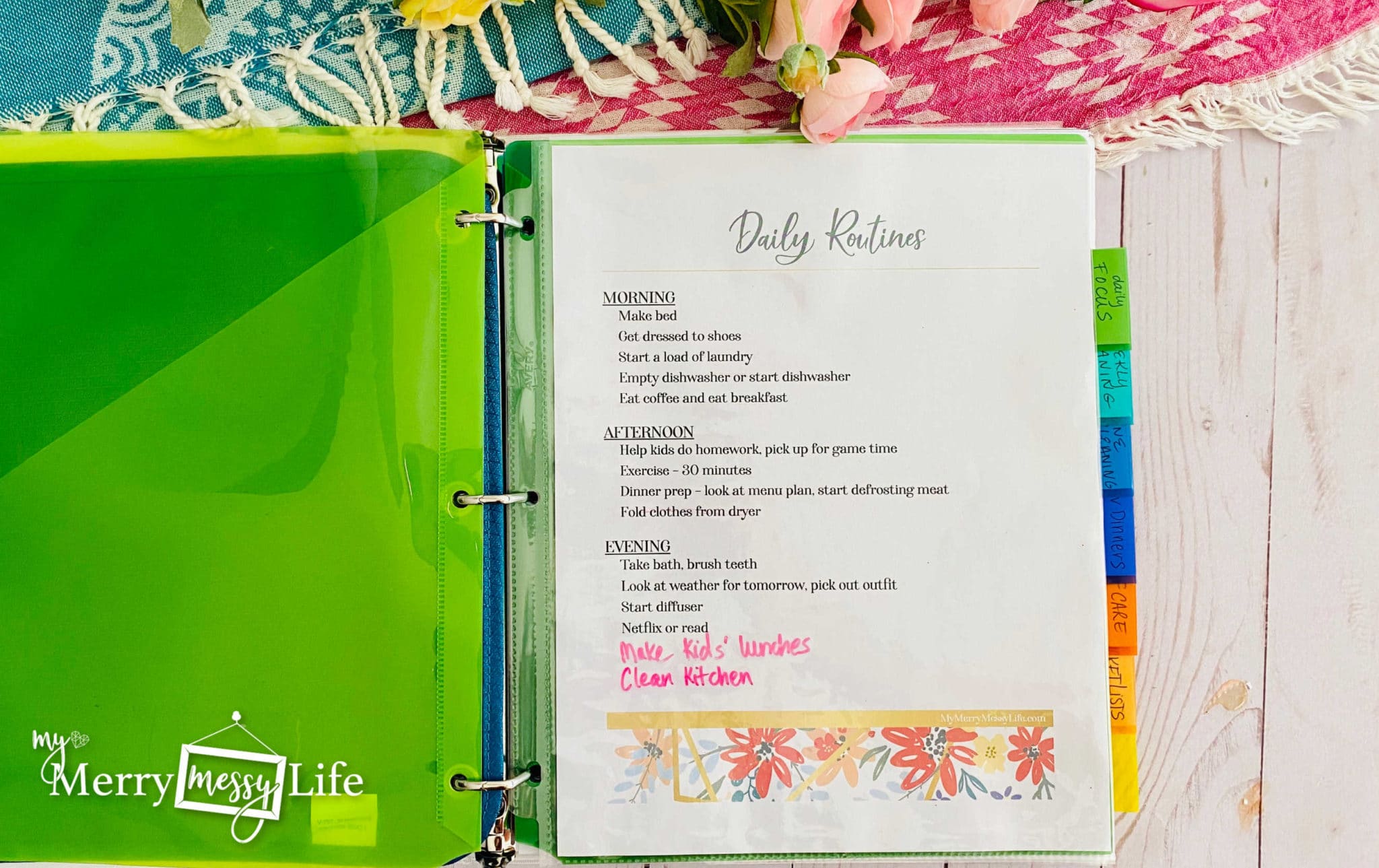 Flylady Home Control Journal - Daily Routines Sheet