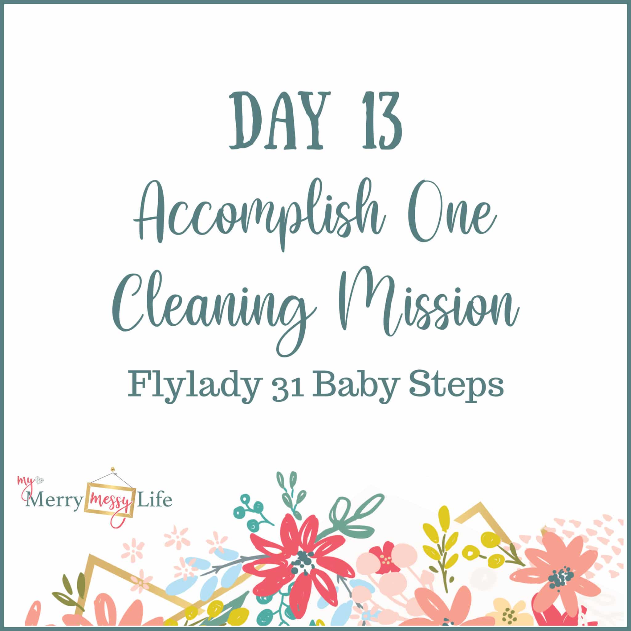 Flylady 31 Baby Steps - Day 13 - Accomplish One Cleaning Mission