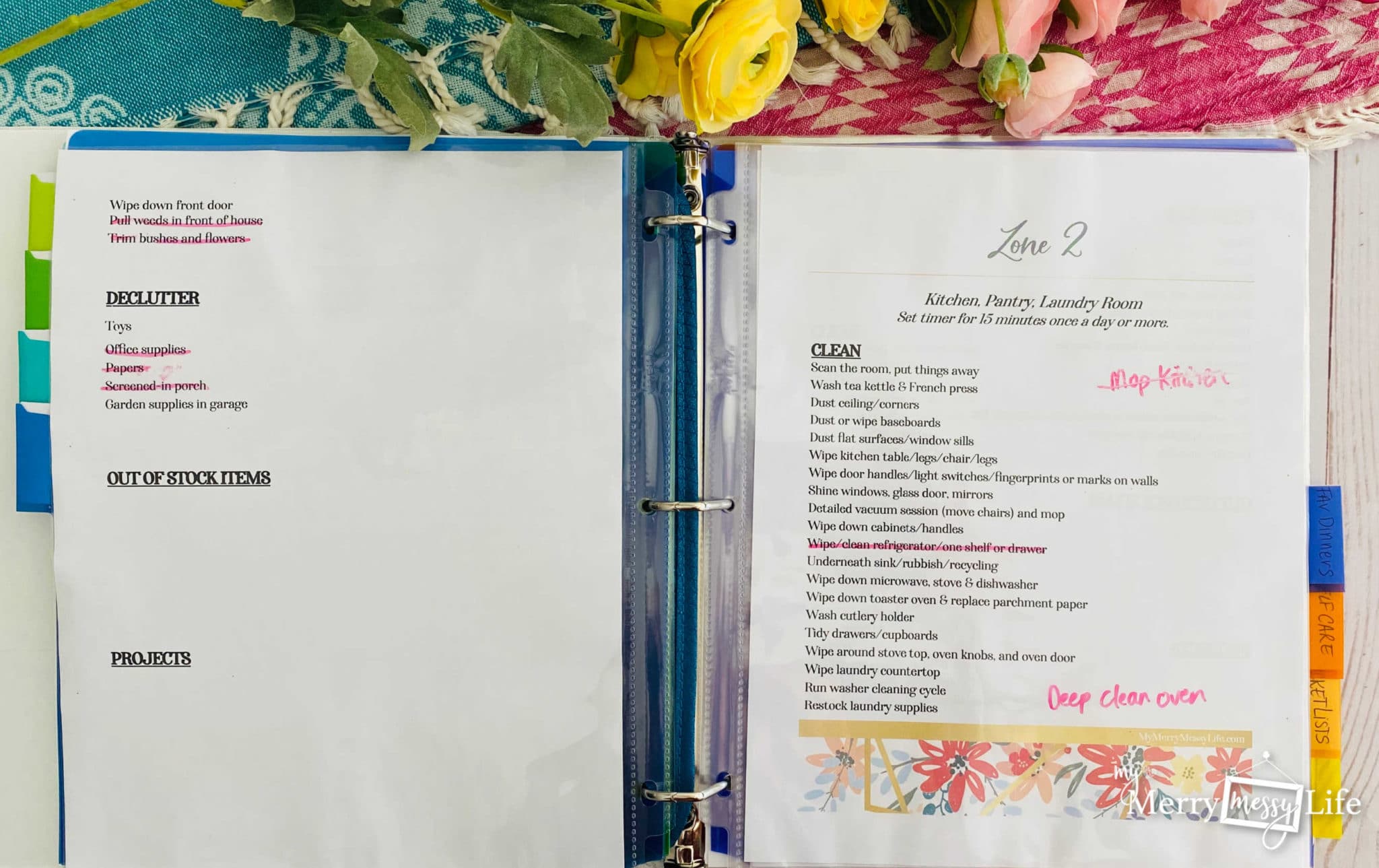 Flylady Zone Cleaning System - organize your cleaning lists in a home management binder