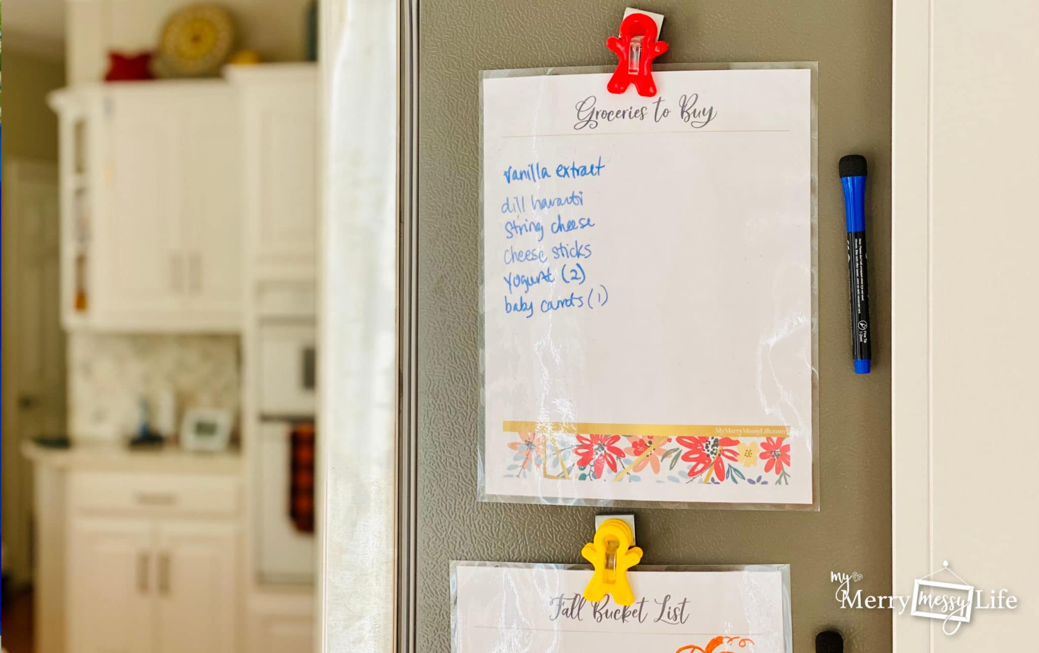 How to Meal Plan - Keep a Grocery list on the fridge so everyone in the family can add food to the list when it goes out of stock. Flylady System