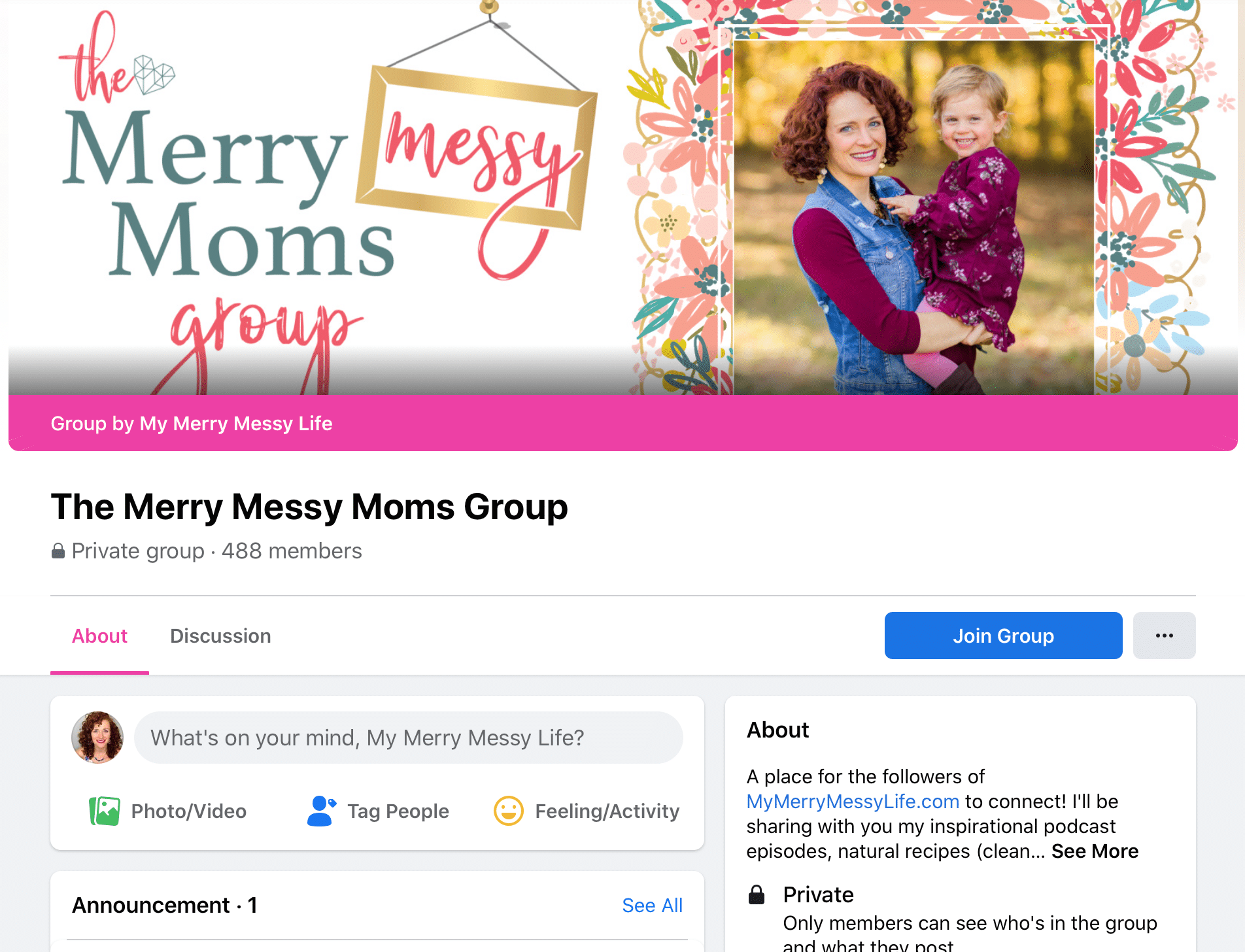 The Merry Messy Moms Group on Facebook