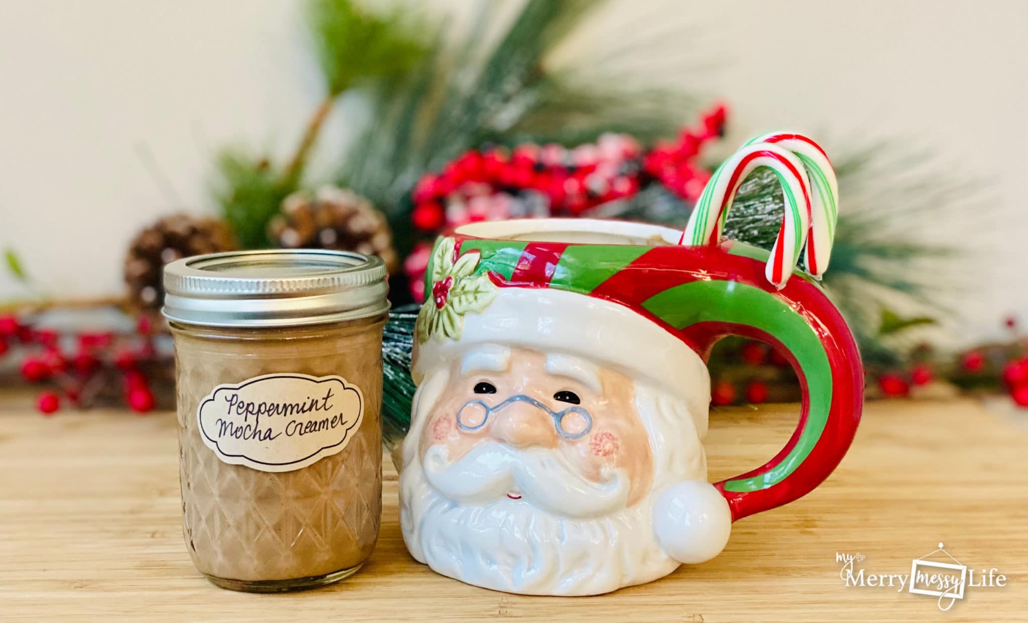 Healthy Peppermint Mocha Creamer Recipe for Christmas and the Holidays using real, natural ingredients