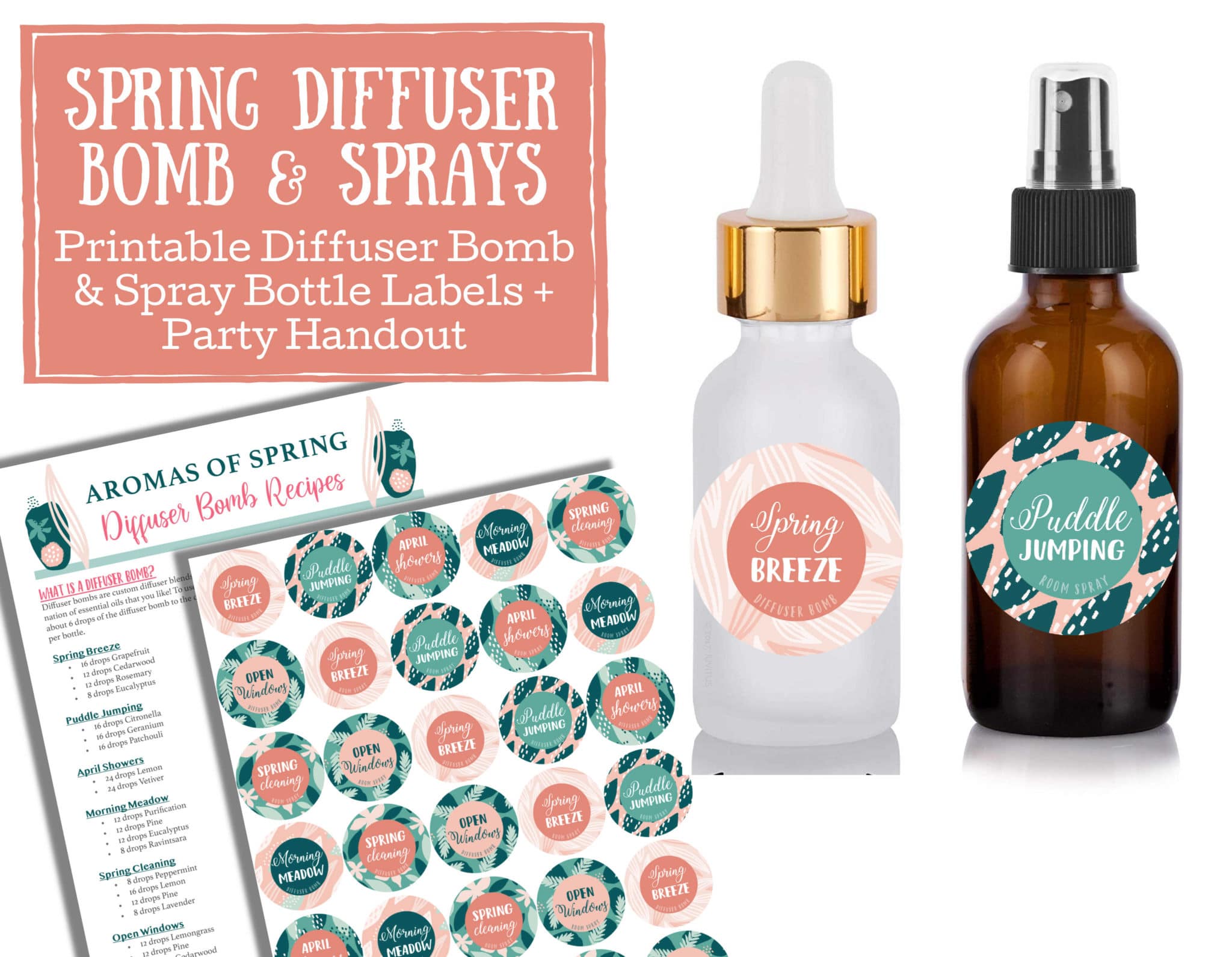 Spring Diffuser Bomb and Spray Labels on Etsy
