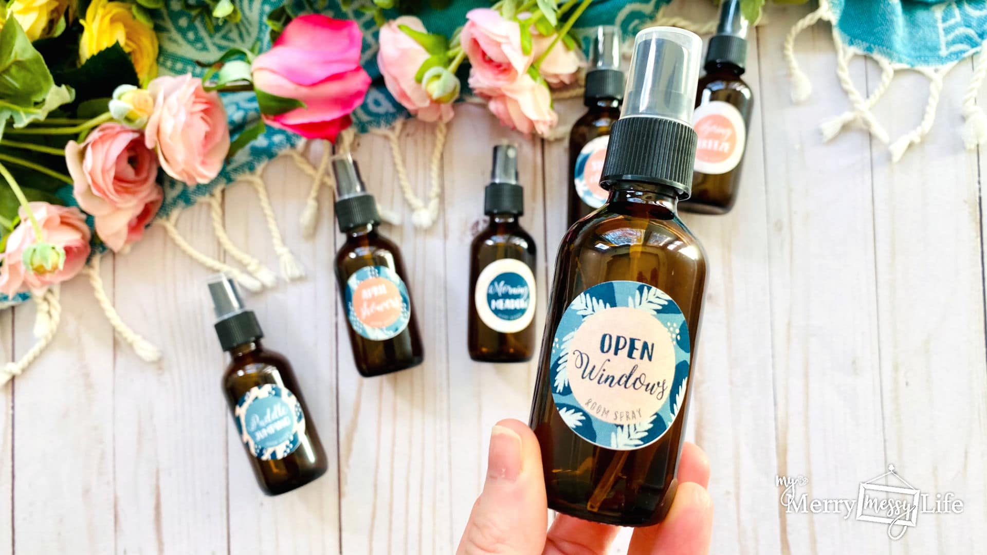 Open Windows Spring Room Spray Recipe and printable label using pure essential oils