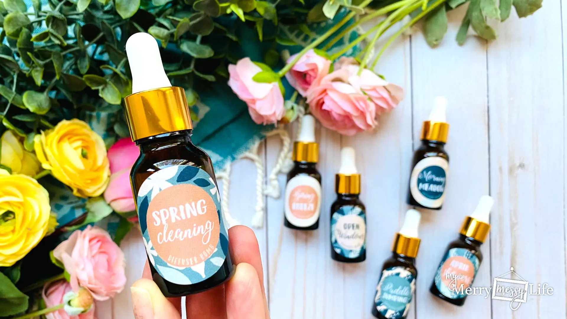 Spring Cleaning Recipe using pure essential oils - labels sold on Etsy