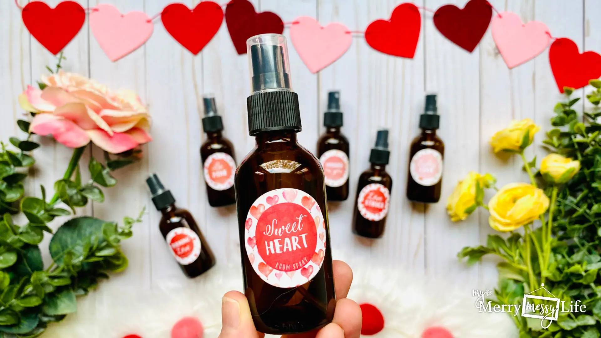 Sweet Heart Valentine's Day Room Spray Recipe using pure essential oils to make your home smell sweet and romantic without the toxins